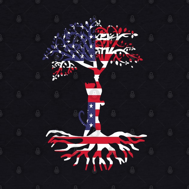 Cat ADN Tree America Flag by Felix Rivera